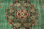 6x9 Green and Multicolor Turkish Overdyed Rug