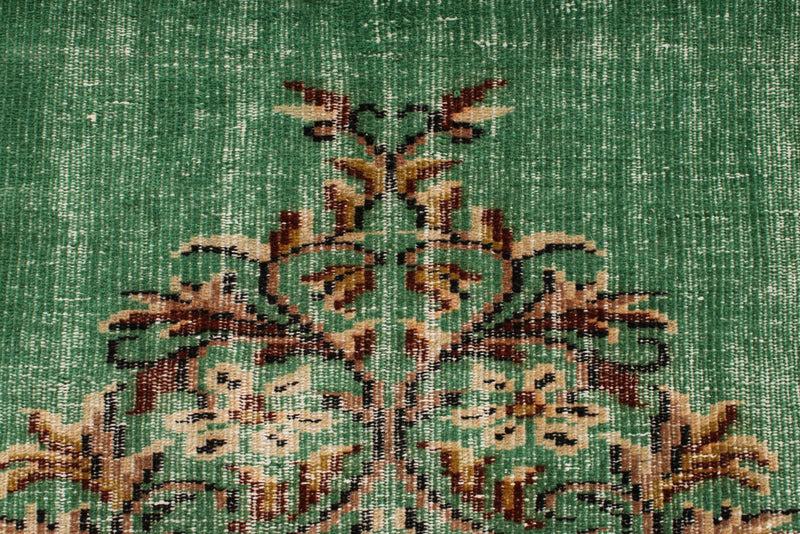 6x9 Green and Multicolor Turkish Overdyed Rug