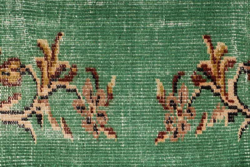 6x9 Green and Multicolor Turkish Overdyed Rug