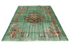 6x9 Green and Multicolor Turkish Overdyed Rug