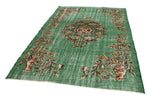 6x9 Green and Multicolor Turkish Overdyed Rug