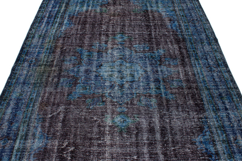 6x9 Navy and Black Turkish Overdyed Rug