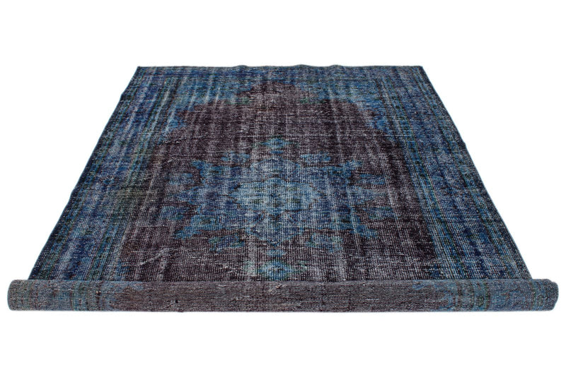 6x9 Navy and Black Turkish Overdyed Rug