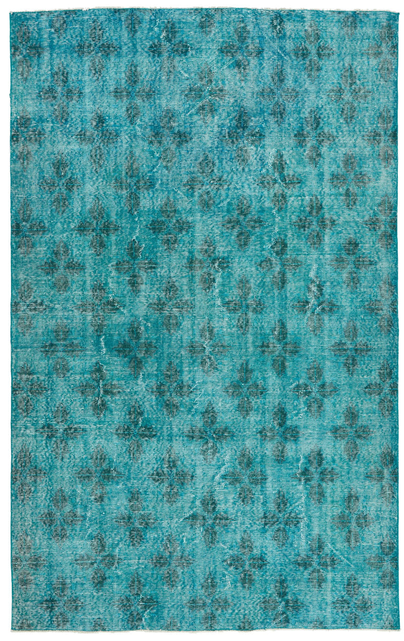 6x9 Turquoise and Light Gray Turkish Anatolian Rug