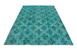 6x9 Turquoise and Light Gray Turkish Anatolian Rug