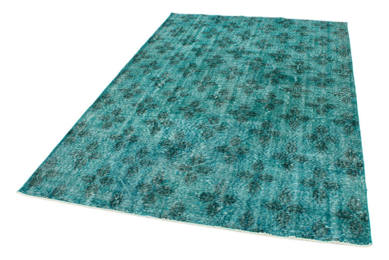 6x9 Turquoise and Light Gray Turkish Anatolian Rug