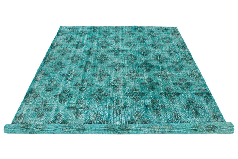 6x9 Turquoise and Light Gray Turkish Anatolian Rug