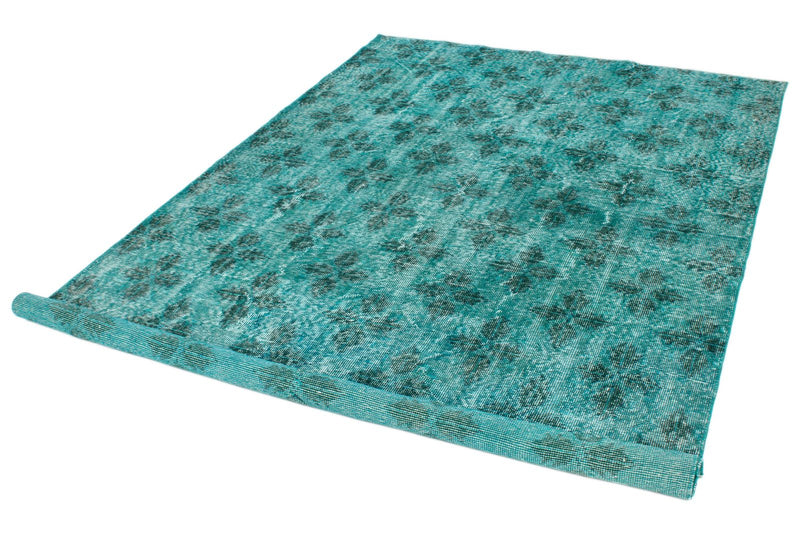 6x9 Turquoise and Light Gray Turkish Anatolian Rug