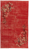 6x10 Red and Ivory Turkish Overdyed Rug