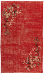 6x10 Red and Ivory Turkish Overdyed Rug