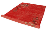 6x10 Red and Ivory Turkish Overdyed Rug