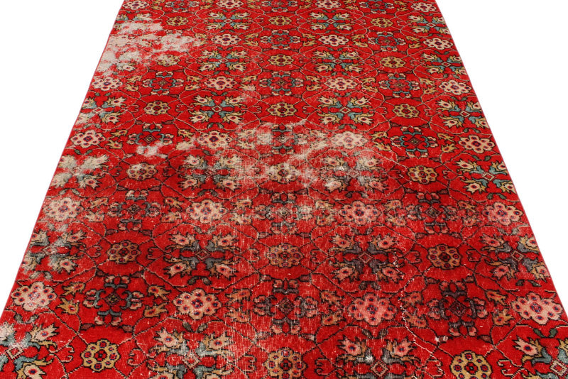 6x9 Red and Multicolor Turkish Anatolian Rug