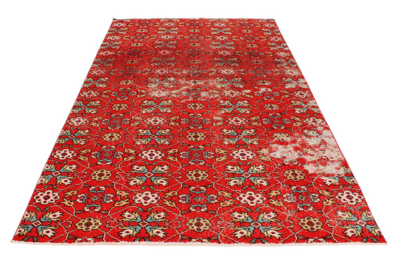 6x9 Red and Multicolor Turkish Anatolian Rug