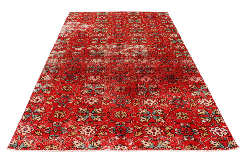 6x9 Red and Multicolor Turkish Anatolian Rug