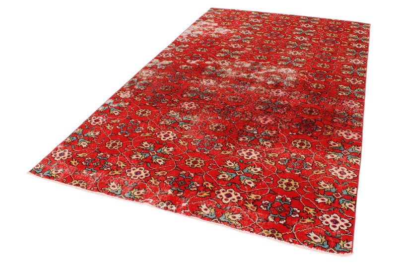 6x9 Red and Multicolor Turkish Anatolian Rug