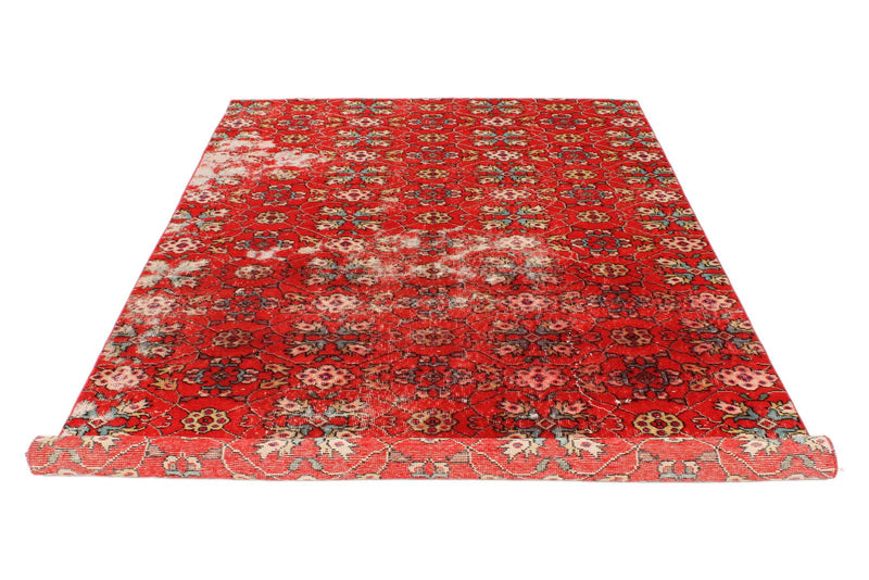 6x9 Red and Multicolor Turkish Anatolian Rug