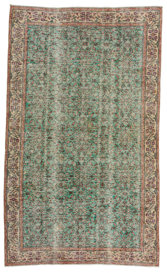 5x9 Green and Multicolor Modern Contemporary Rug