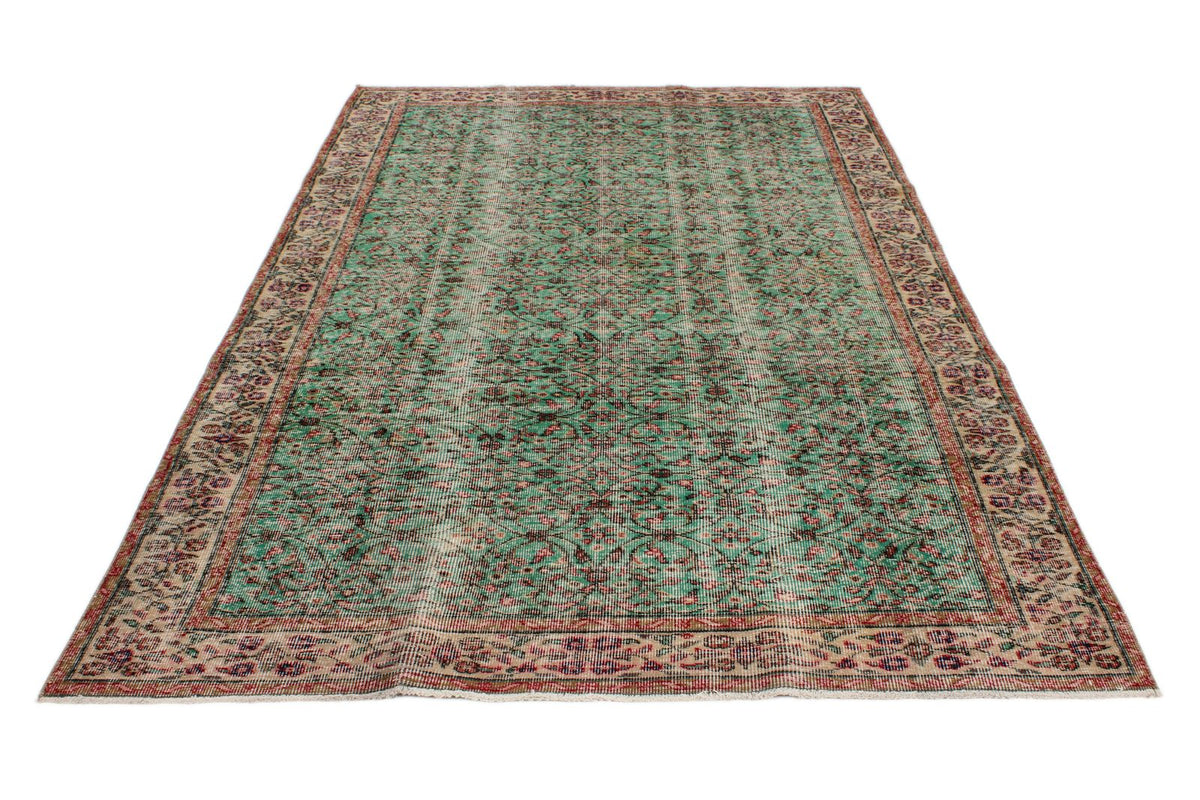 5x9 Green and Multicolor Modern Contemporary Rug