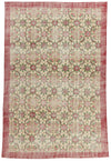 7x10 Ivory and Red Turkish Anatolian Rug