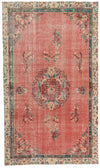 6x10 Peach and Multicolor Turkish Overdyed Rug