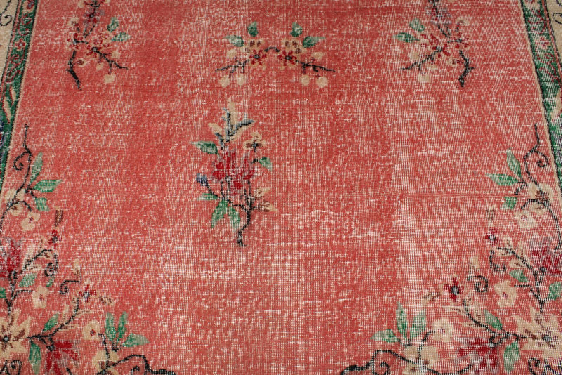 6x10 Peach and Multicolor Turkish Overdyed Rug