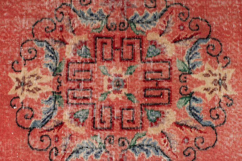 6x10 Peach and Multicolor Turkish Overdyed Rug