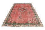 6x10 Peach and Multicolor Turkish Overdyed Rug