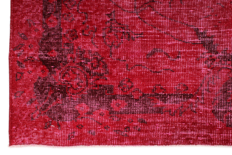 6x10 Magenta and Light Brown Turkish Overdyed Rug