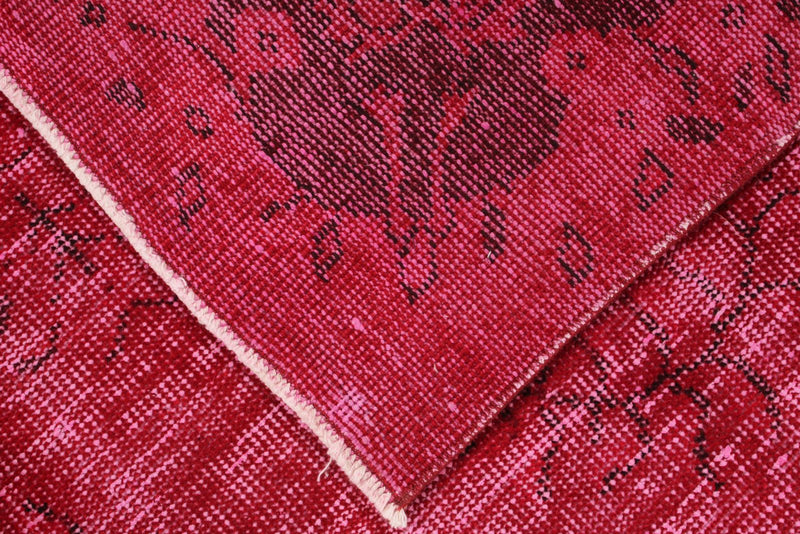 6x10 Magenta and Light Brown Turkish Overdyed Rug