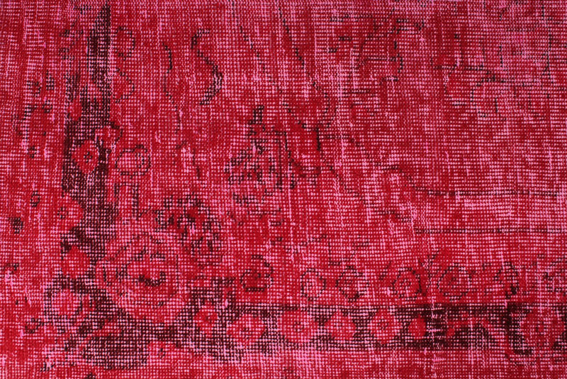 6x10 Magenta and Light Brown Turkish Overdyed Rug