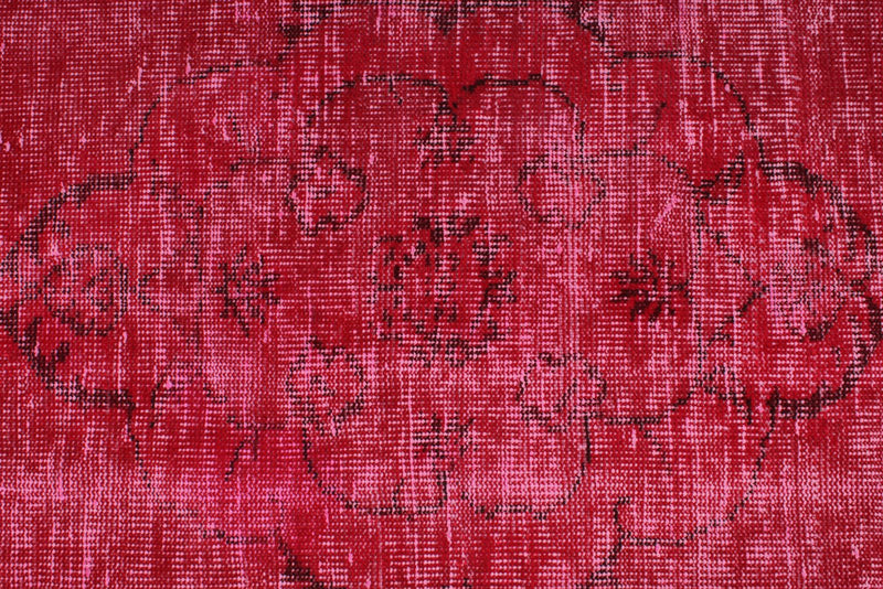 6x10 Magenta and Light Brown Turkish Overdyed Rug