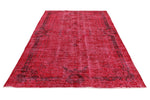 6x10 Magenta and Light Brown Turkish Overdyed Rug