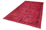 6x10 Magenta and Light Brown Turkish Overdyed Rug