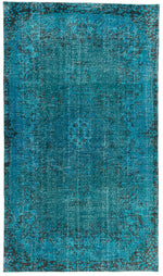 6x10 Blue and Black Turkish Overdyed Rug