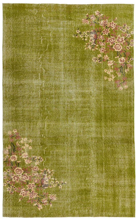 6x9 Green and Multicolor Modern Contemporary Rug