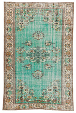 6x9 Mint and Ivory Turkish Overdyed Rug