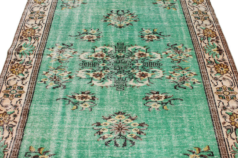 6x9 Mint and Ivory Turkish Overdyed Rug