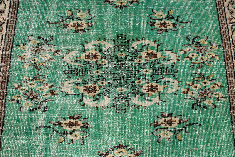 6x9 Mint and Ivory Turkish Overdyed Rug