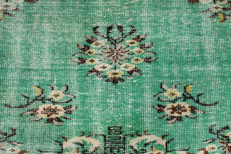 6x9 Mint and Ivory Turkish Overdyed Rug