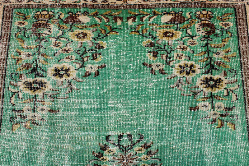 6x9 Mint and Ivory Turkish Overdyed Rug