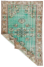 6x9 Mint and Ivory Turkish Overdyed Rug