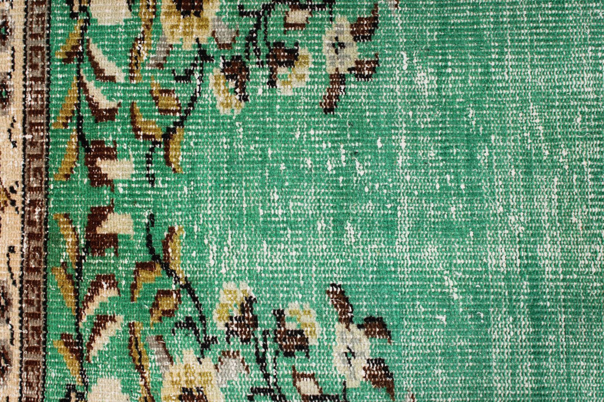 6x9 Mint and Ivory Turkish Overdyed Rug
