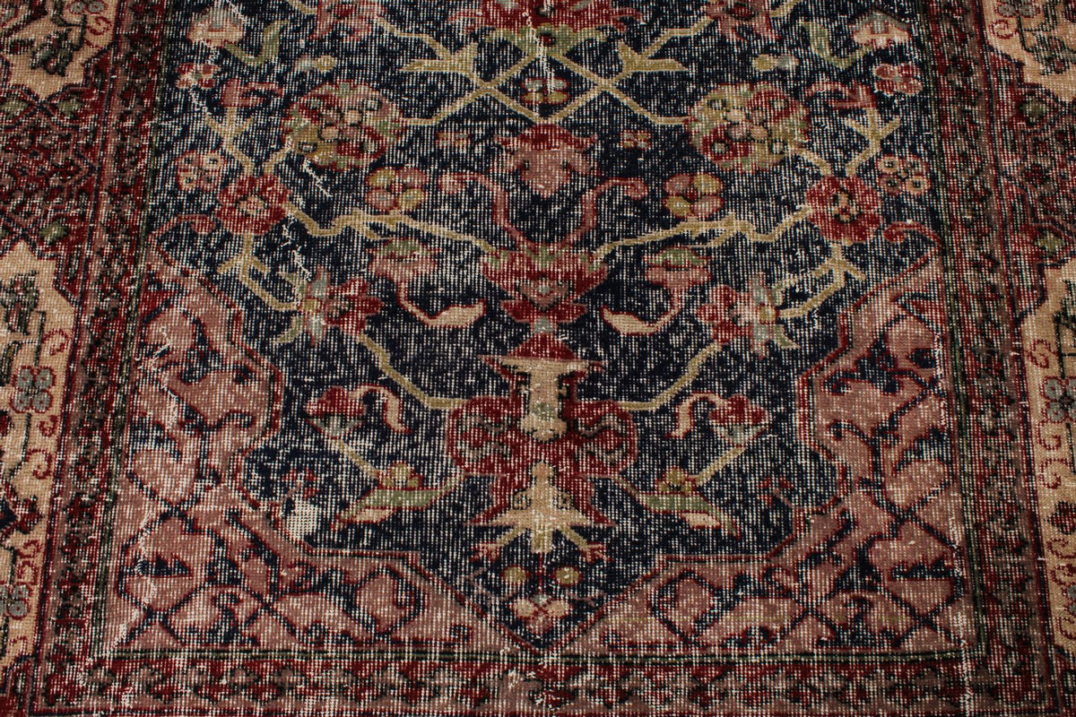 6x10 Navy and Multicolor Turkish Overdyed Rug