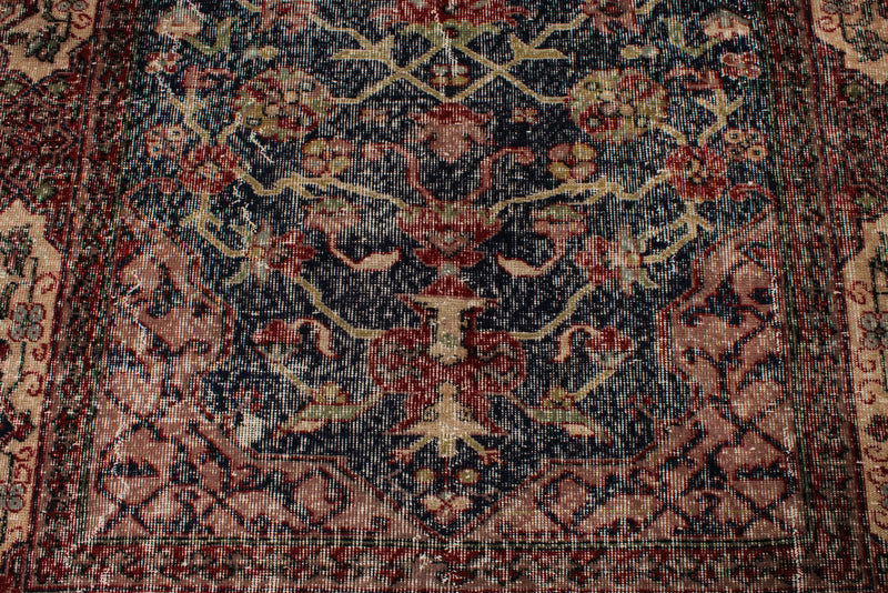 6x10 Navy and Multicolor Turkish Overdyed Rug