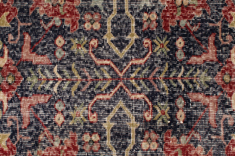 6x10 Navy and Multicolor Turkish Overdyed Rug