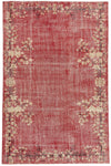 7x10 Red and Ivory Turkish Overdyed Rug