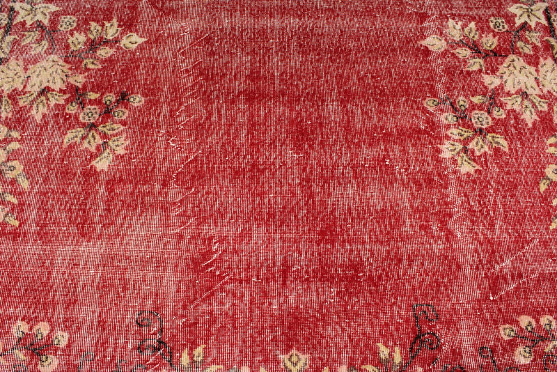 7x10 Red and Ivory Turkish Overdyed Rug