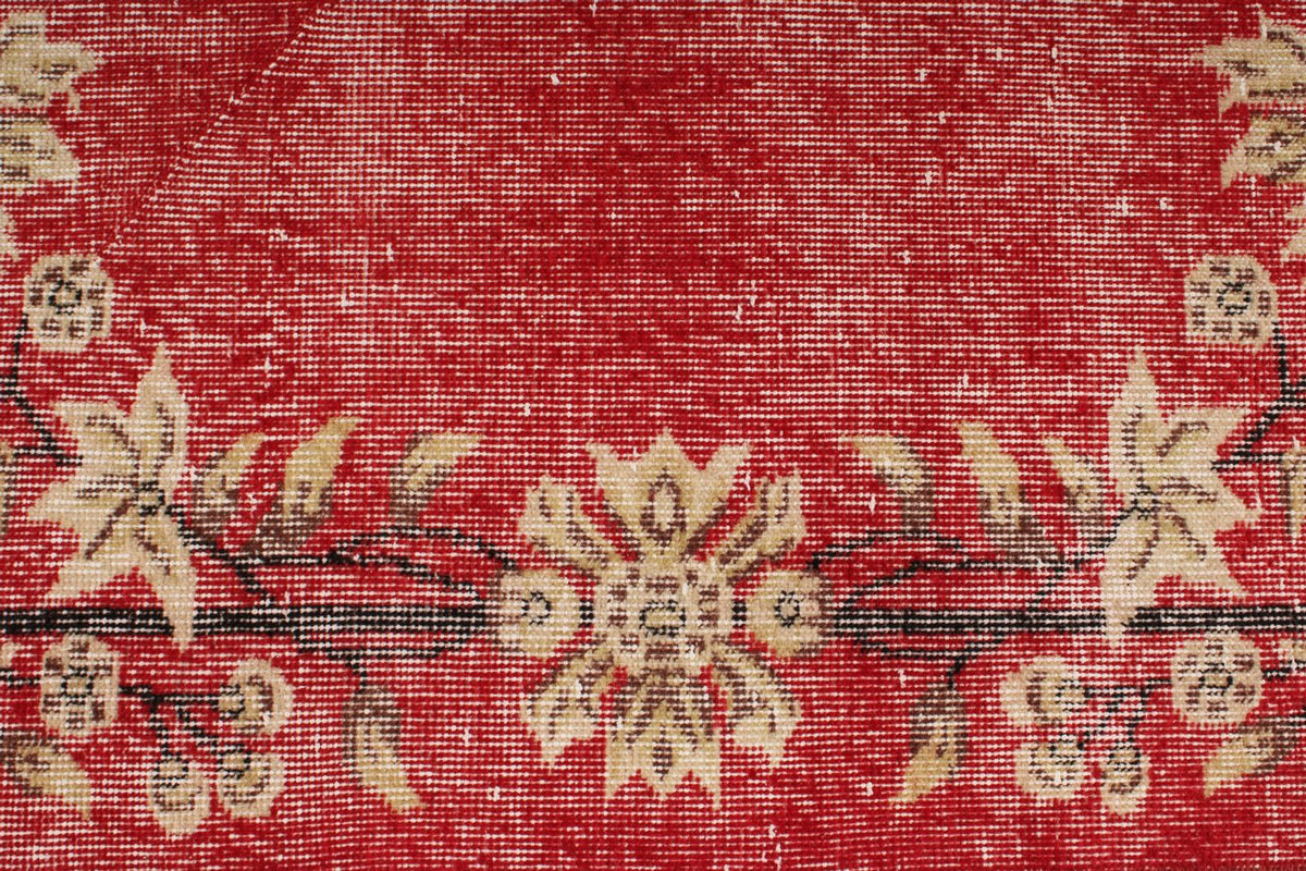 7x10 Red and Ivory Turkish Overdyed Rug