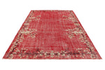 7x10 Red and Ivory Turkish Overdyed Rug