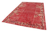 7x10 Red and Ivory Turkish Overdyed Rug